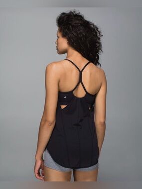 lululemon athletica Black Ruched Shelf Tank Top